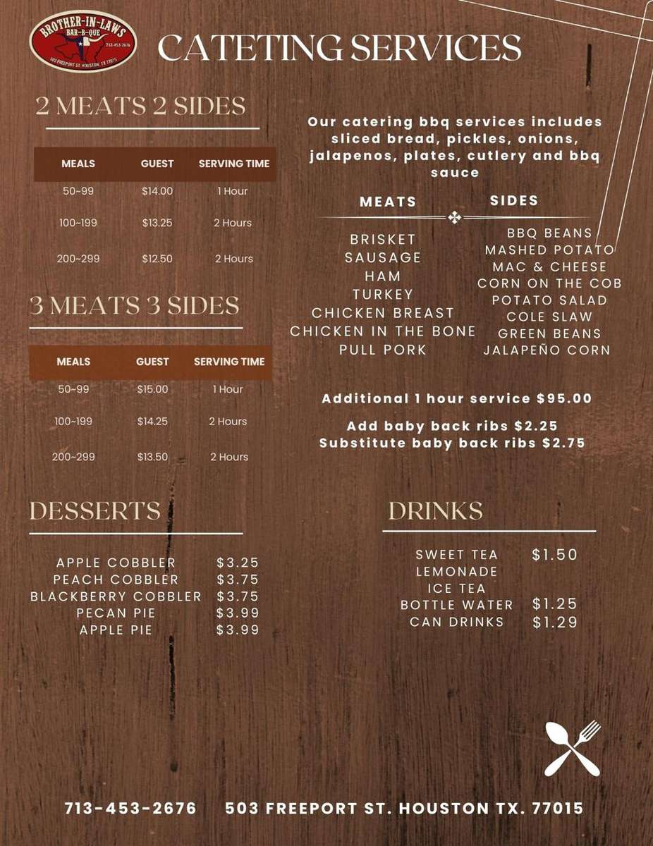 Catering menu