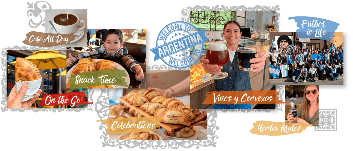 collage of menu offerings and happy customers