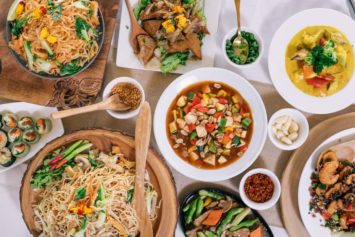 spread of vegan dishes