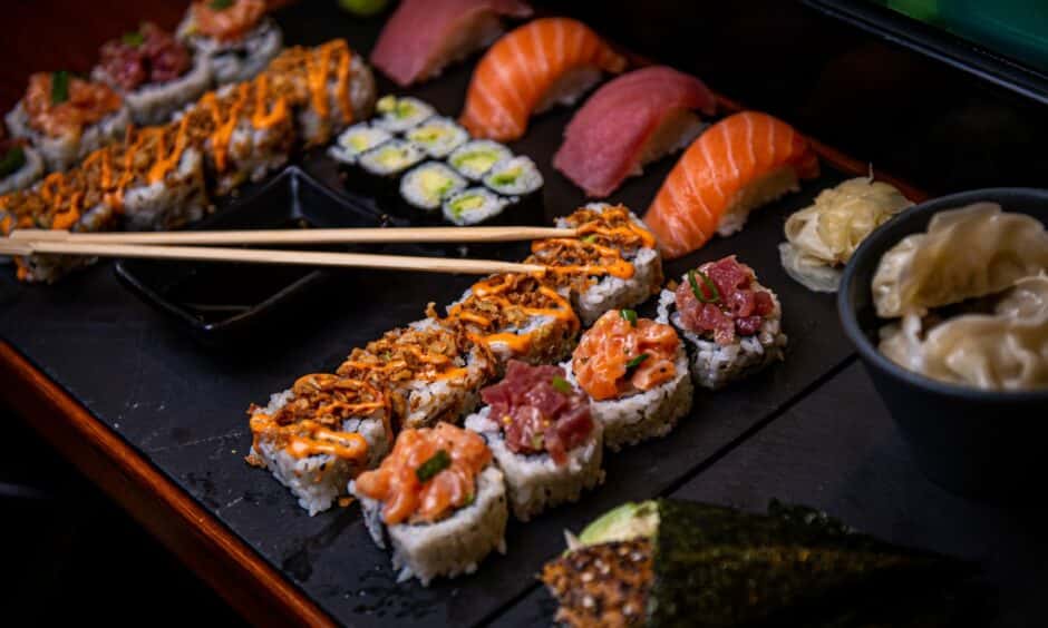 Dark moody sushi photo