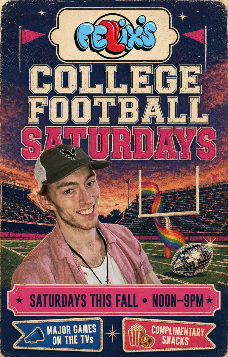 College Football Saturdays at Felix’s Atlanta with major games on TV and complimentary game-day snacks