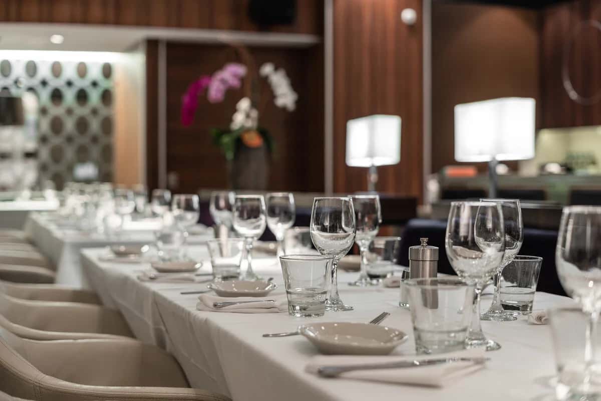 Private dining table set for an event at Mesero.