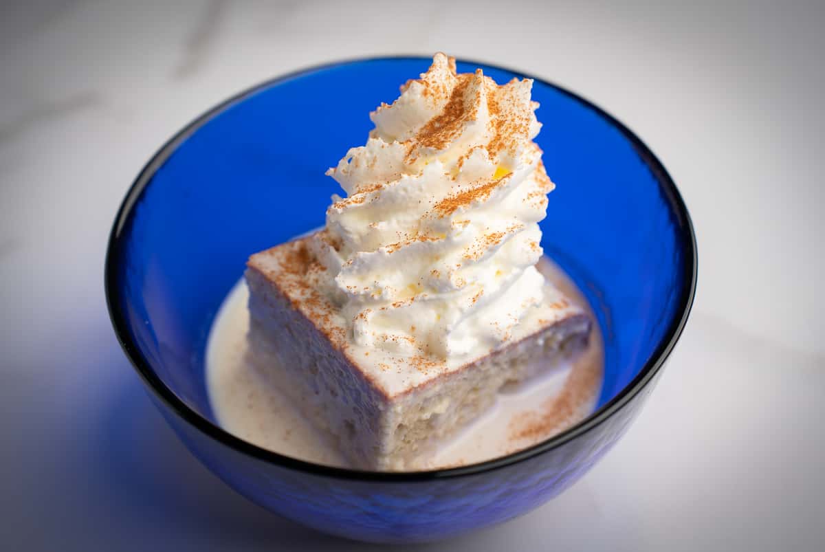 Tres Leches dessert at 360 Bistro