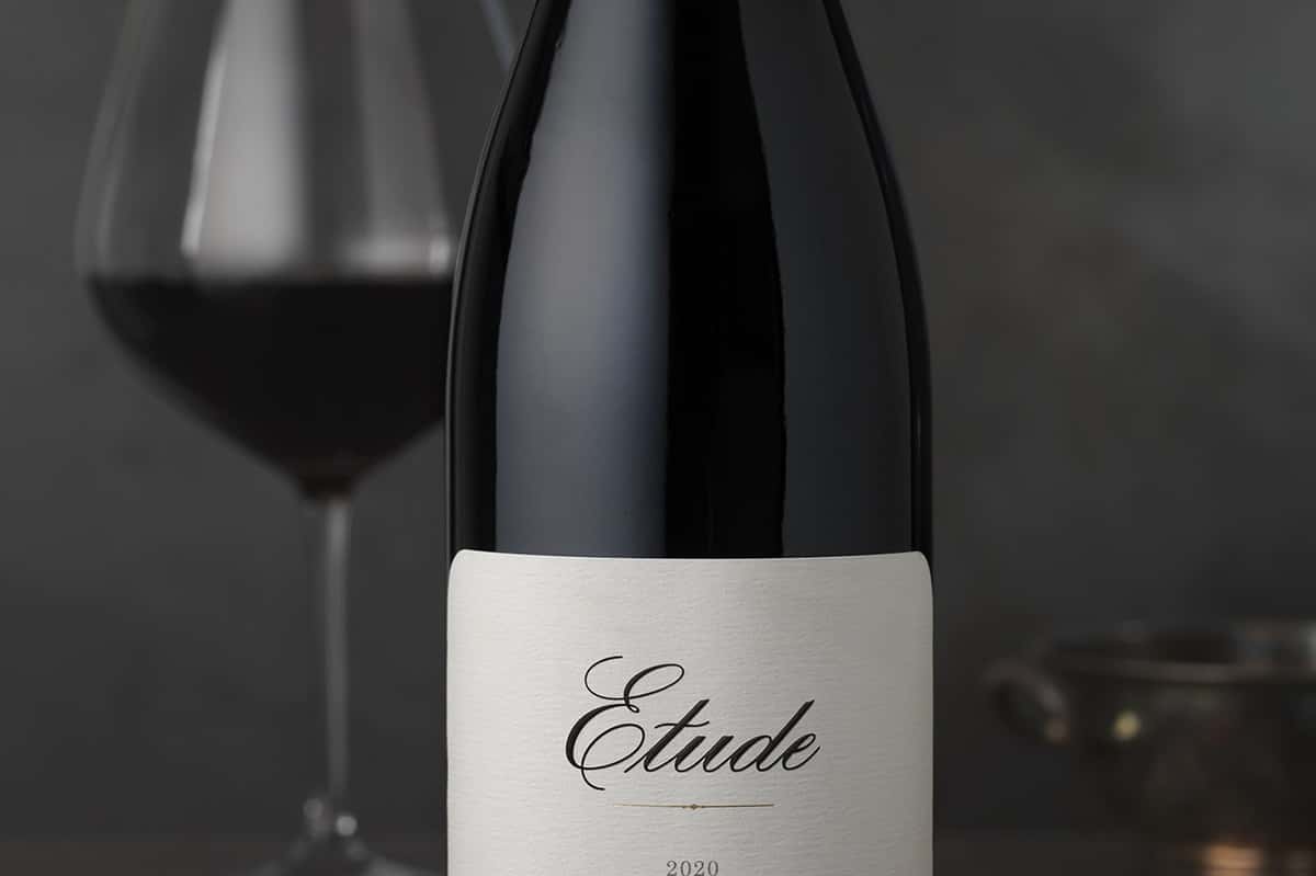 Etude Pinot Noir bottle and glass at 360 Bistro Nashville