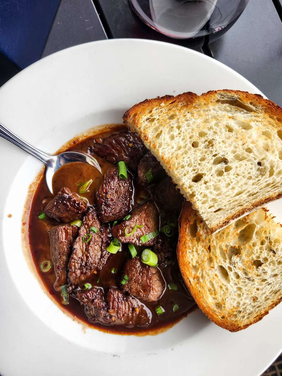 Steak Bites with red wine
