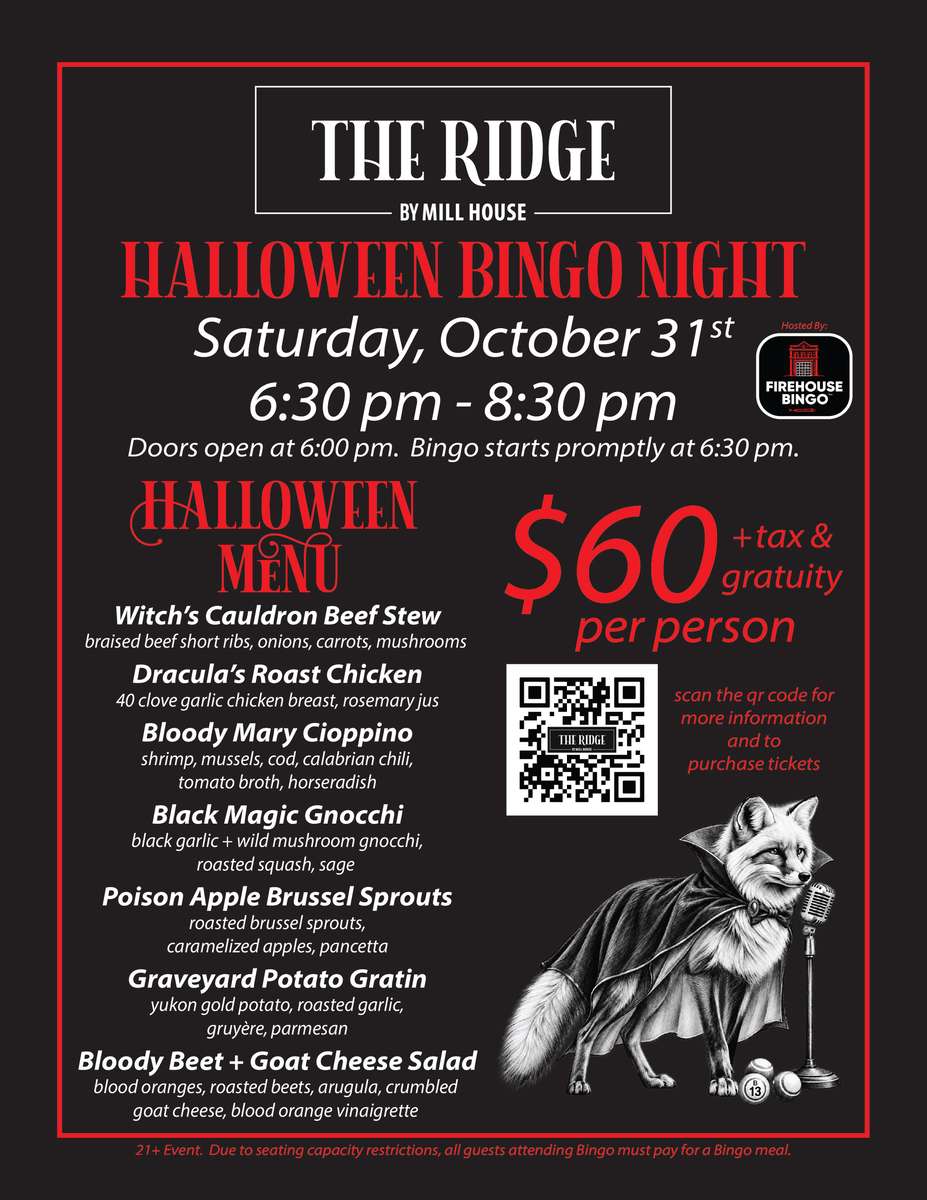 Bingo flyer with menu