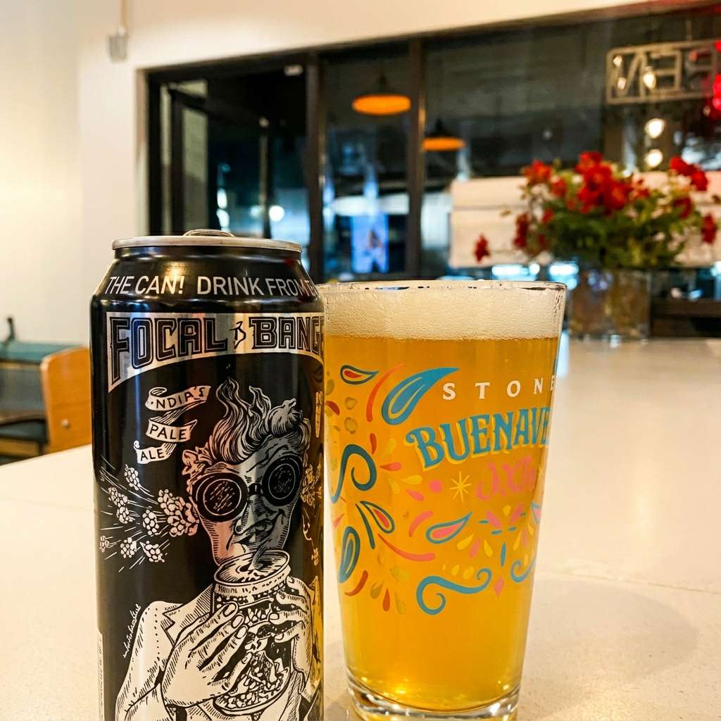 Drinks in a can and a glass