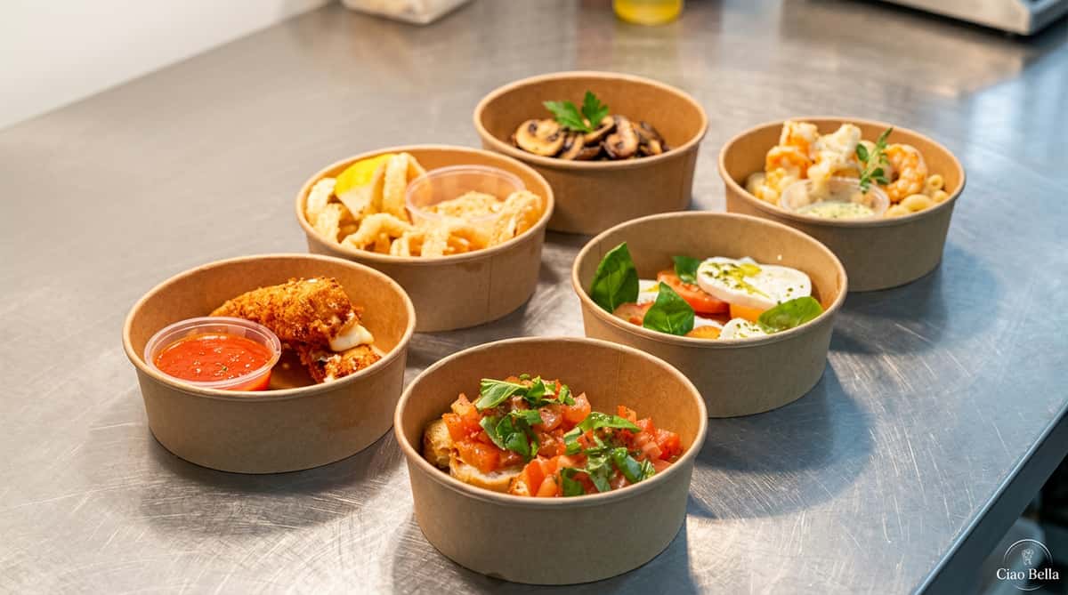Selection of freshly prepared Italian takeaway dishes and sauces from Ciao Bella in Westhill