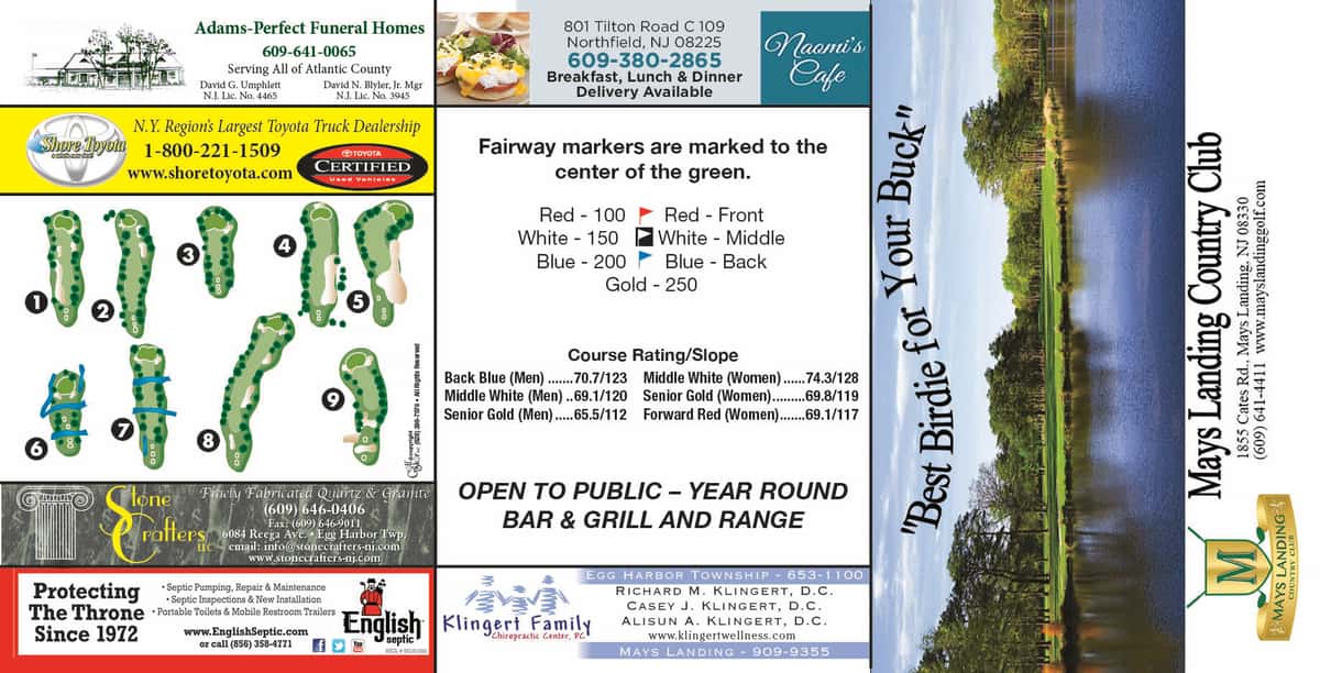 collage of various scorecards with local advertising