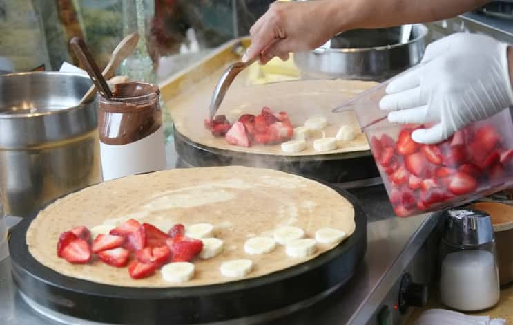 Strawberry Banana Pancake Making