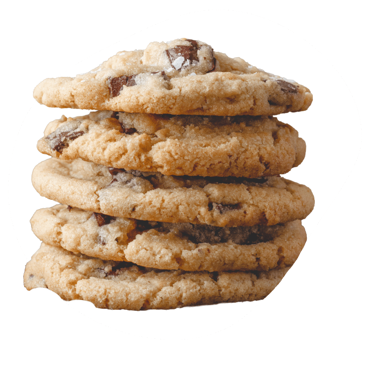Stack of MOZZ chocolate chip cookies