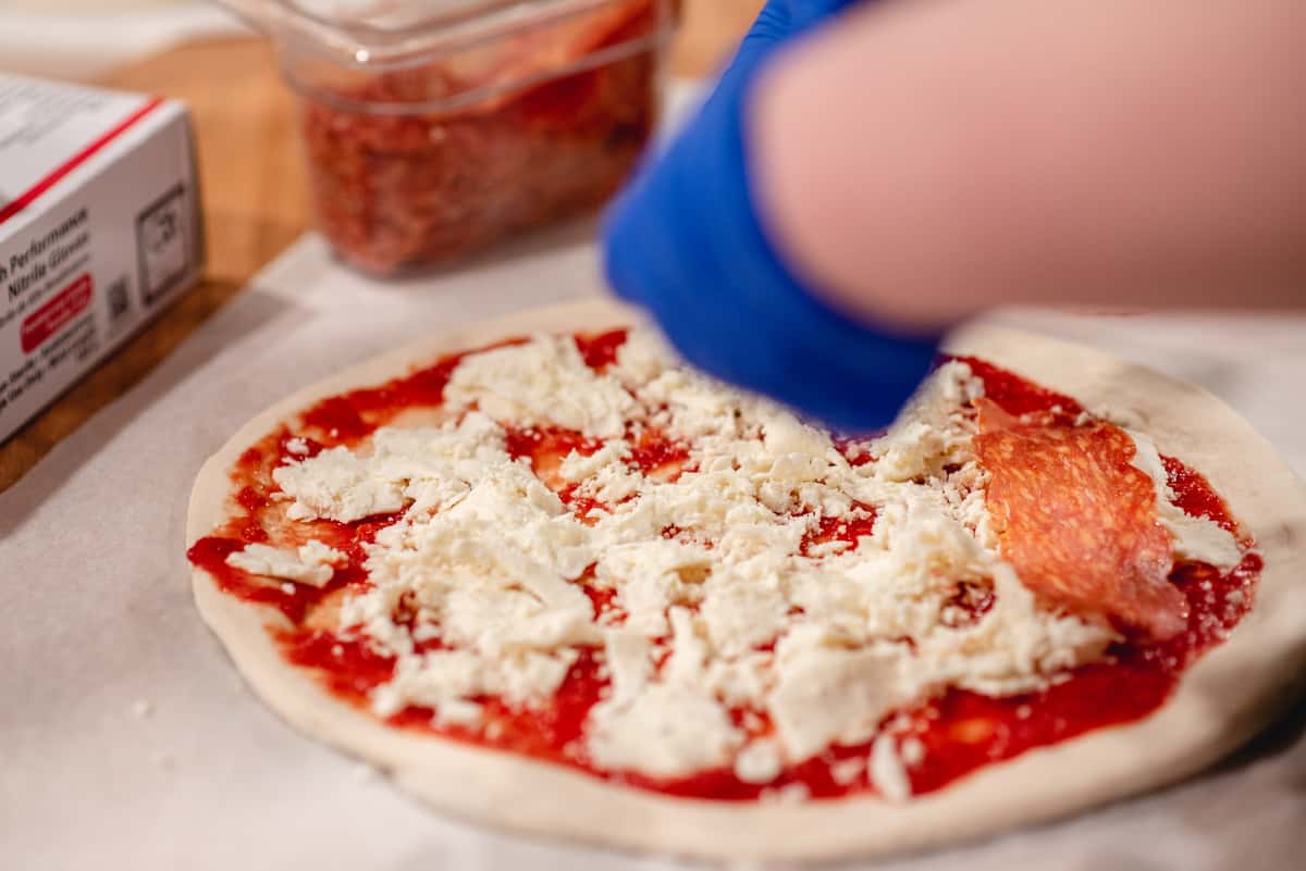 Pizza making hands