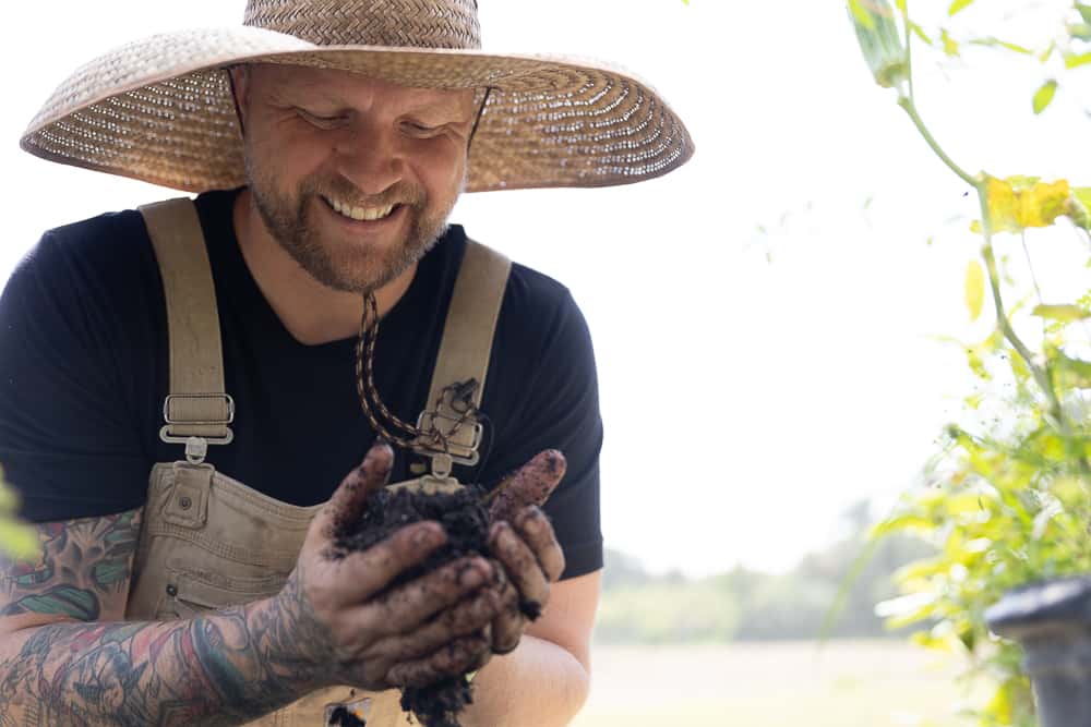 Chef enjoying sustainability initiatives that include ingredients sourced from Chef Jeremy Ford's 5.5-acre farm