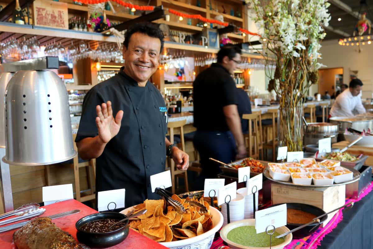 Chef Hugo Ortega at the Sunday brunch buffet at Caracol