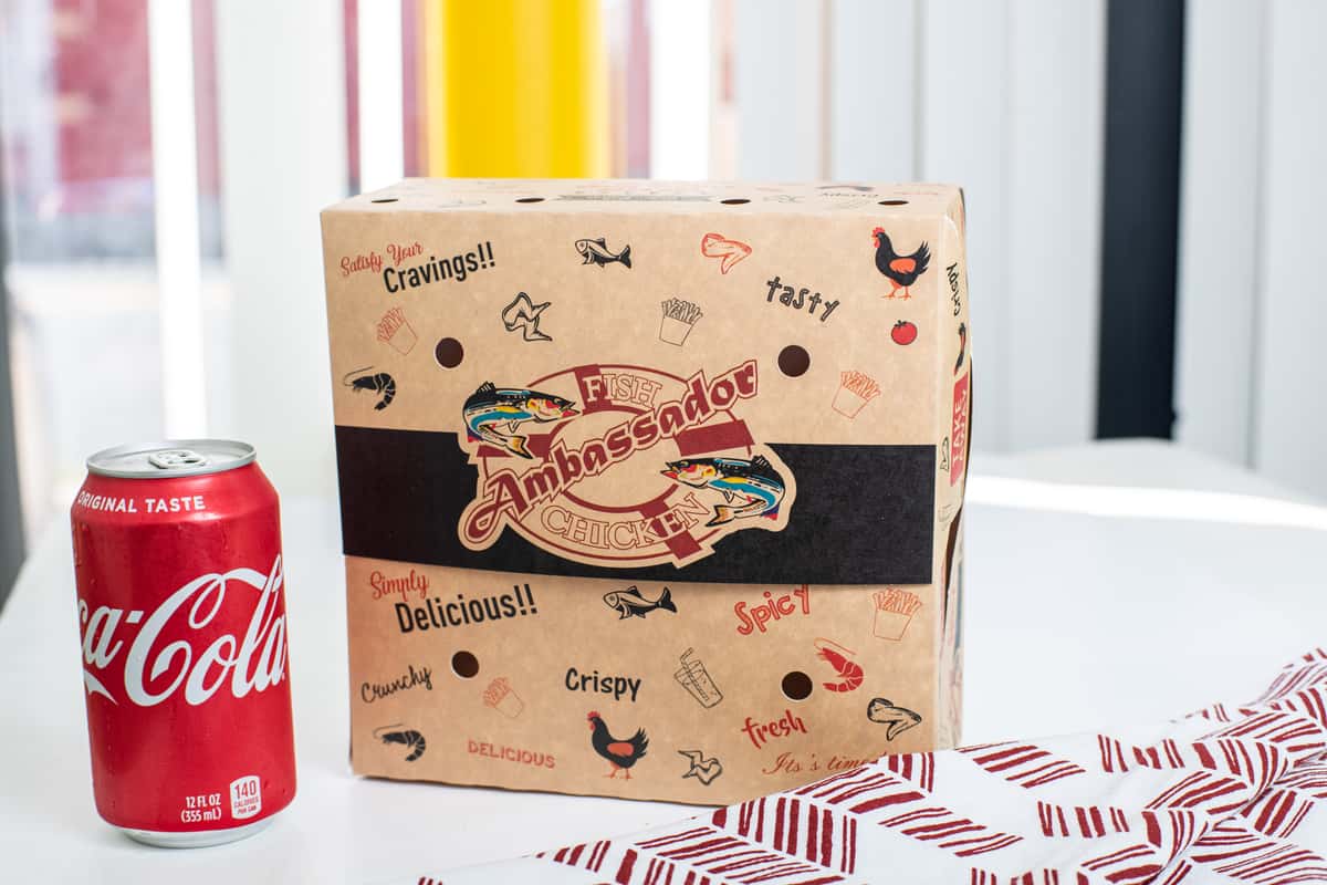 Packaged meal with a can of coke