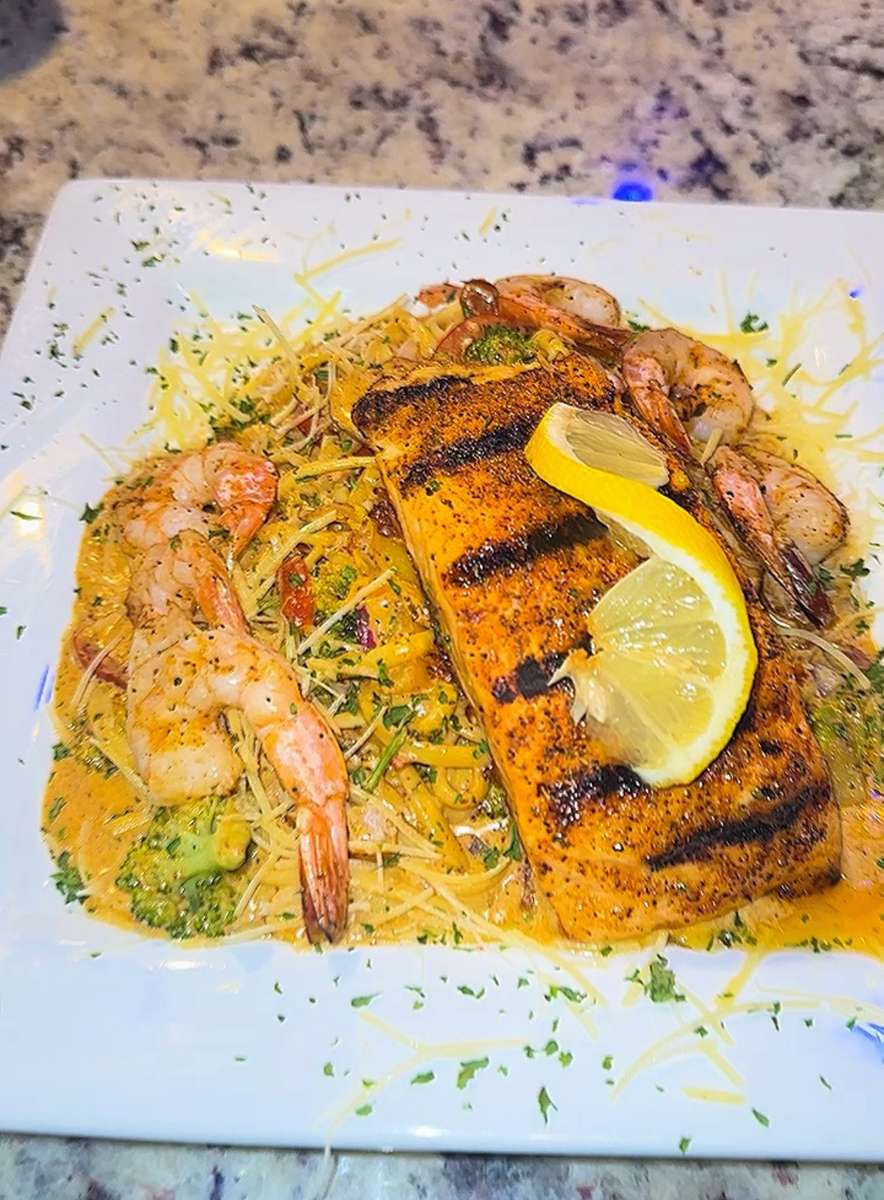 Cajun Pasta with Salmon and Shrimp