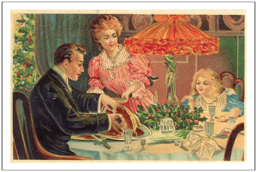 family dining at a table