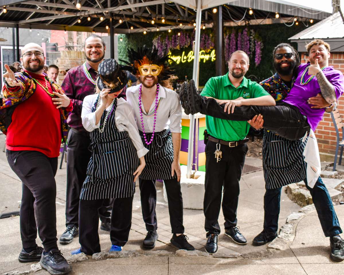 Mardi Gras and seasonal event energy at Lou Lou on Market