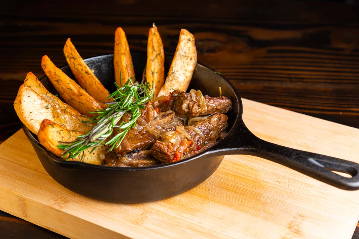 Tender Beef Short Ribs with Home Fries and Rosemary