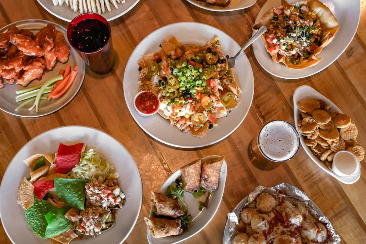 spread of menu items