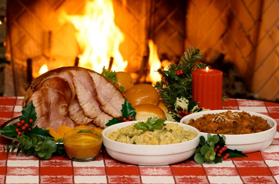Ham Dinner by Fire