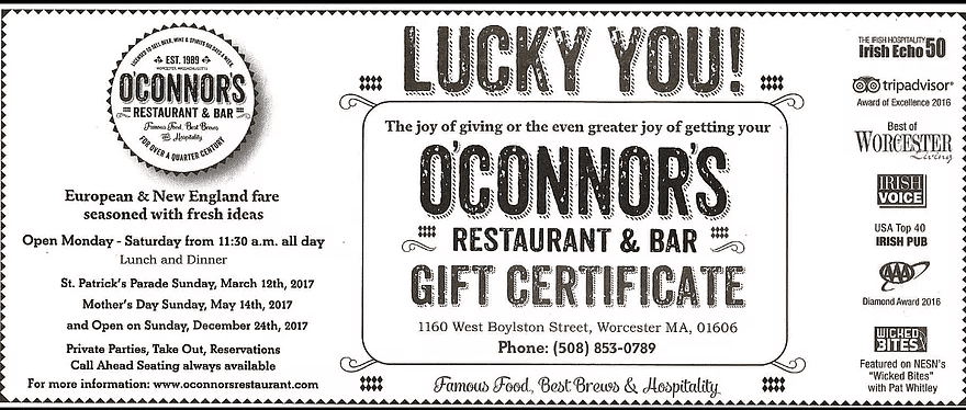 O'Connors Gift Certificate