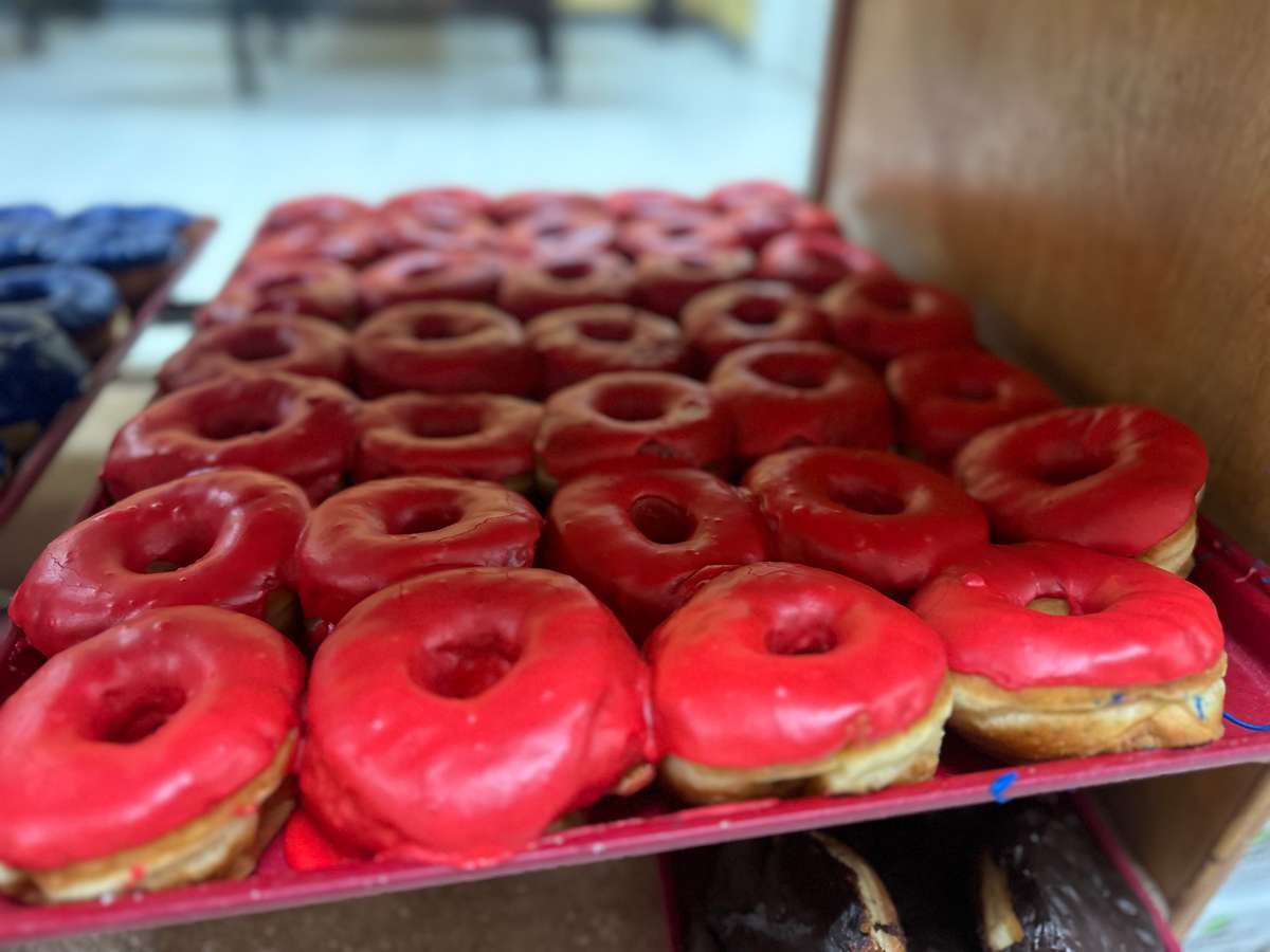 pink iced donut