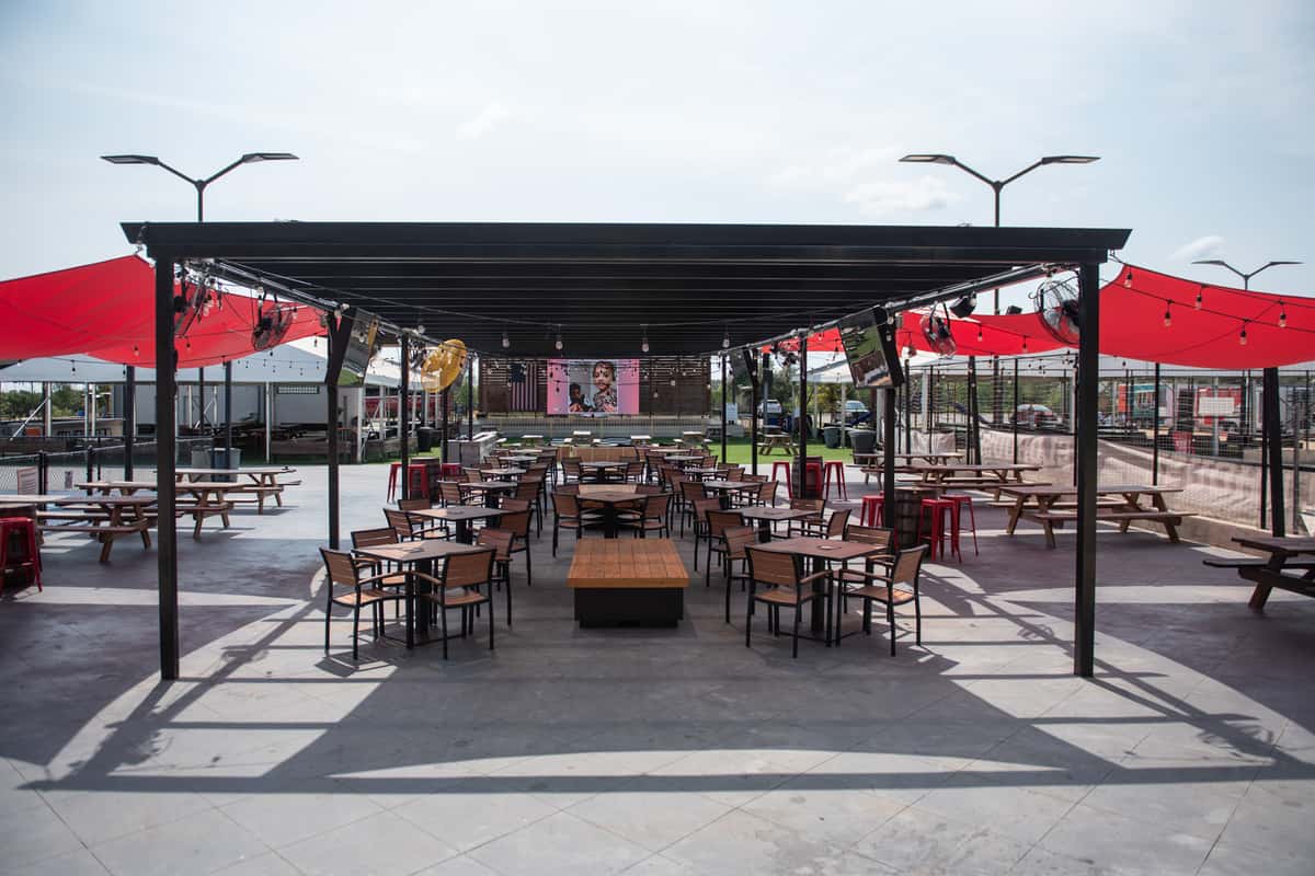 patio with fire pits