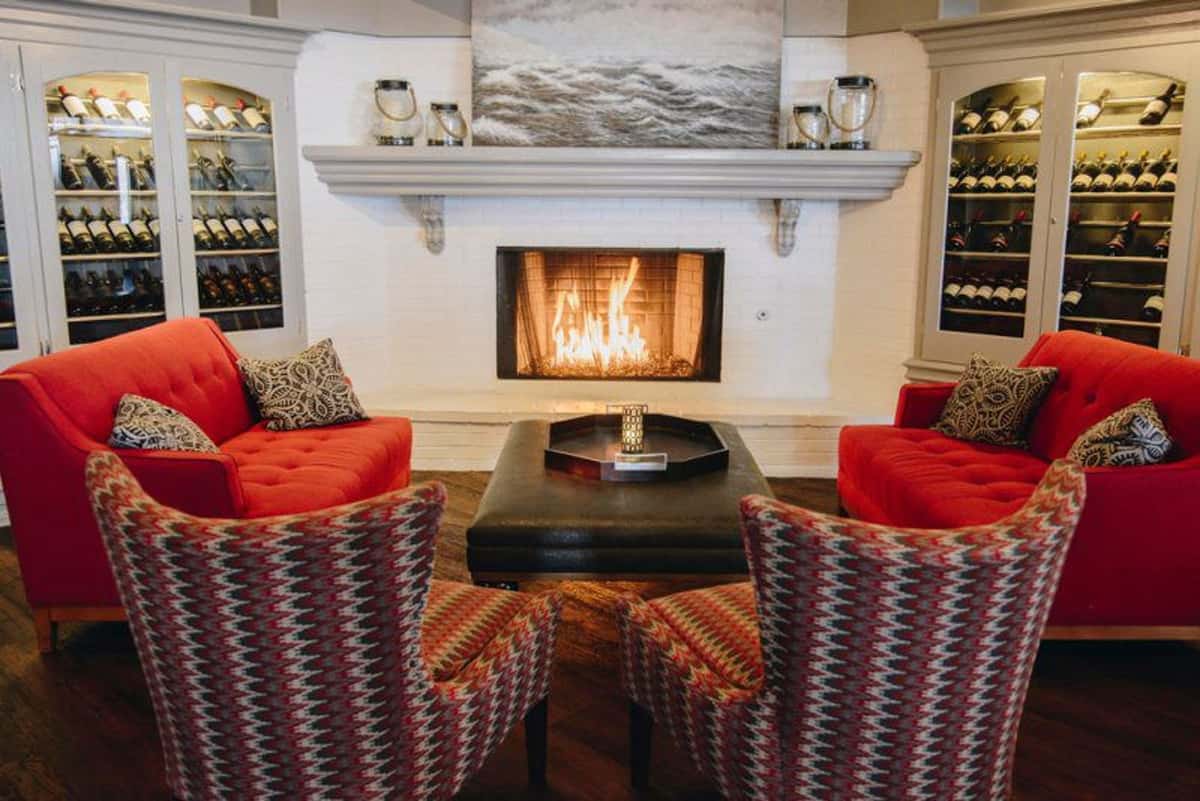 cozy chairs around fireplace