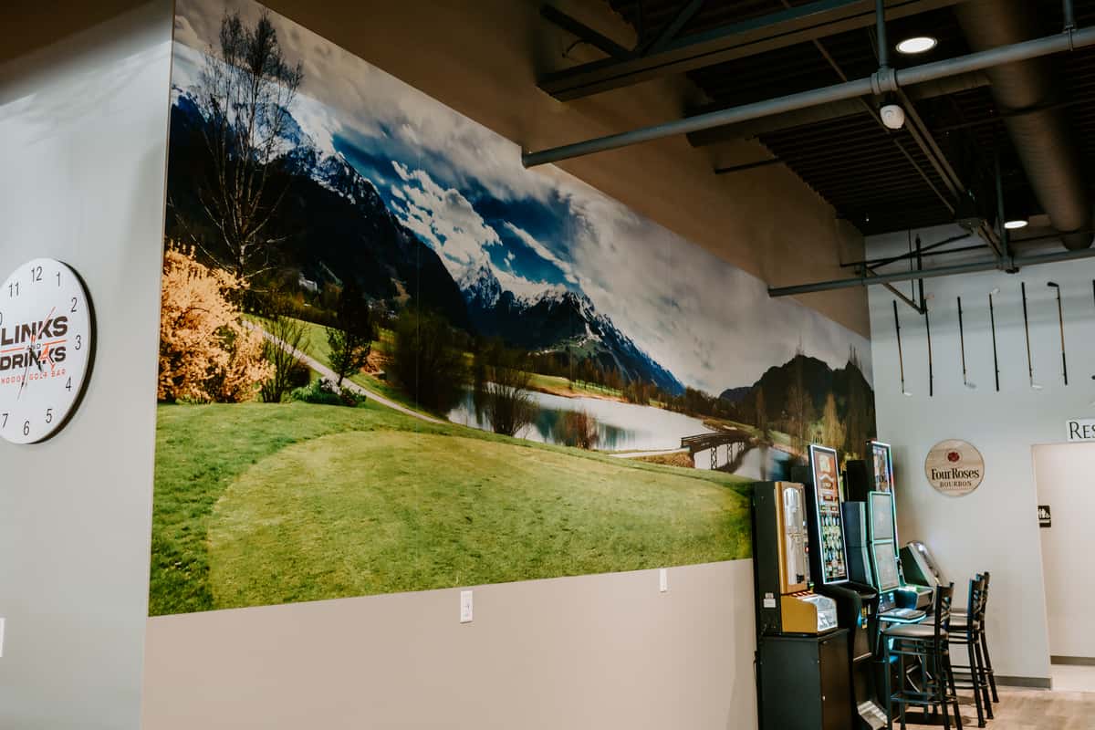 Large image of golf course on a wall