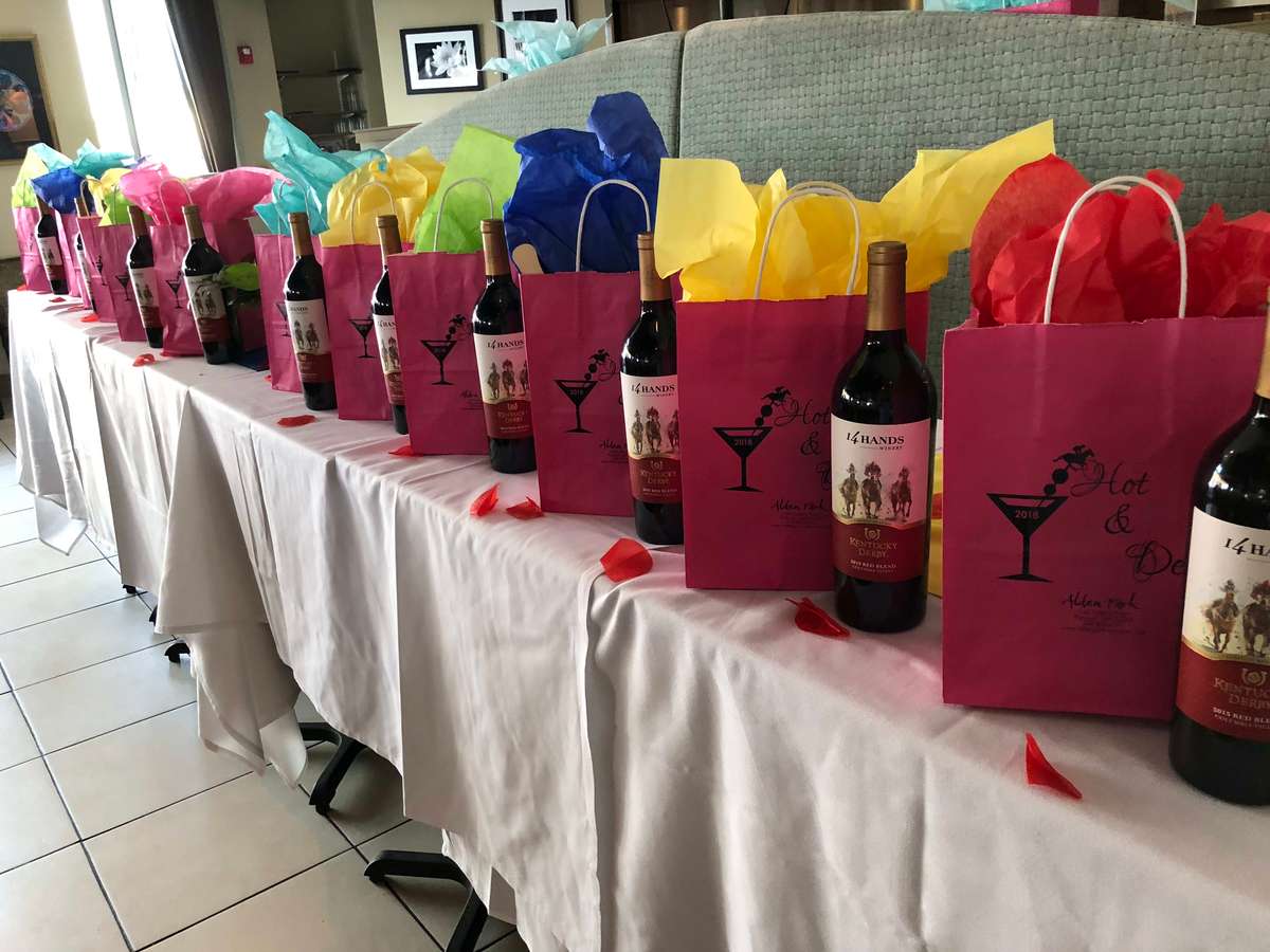 gift bags and wine for function