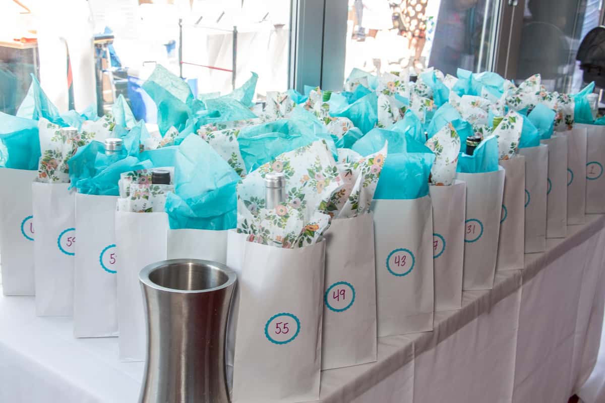blue and white bags for function