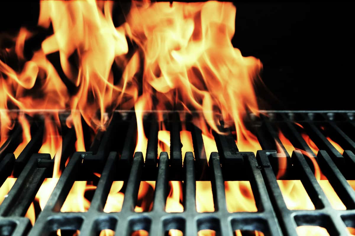 stock fire on grill