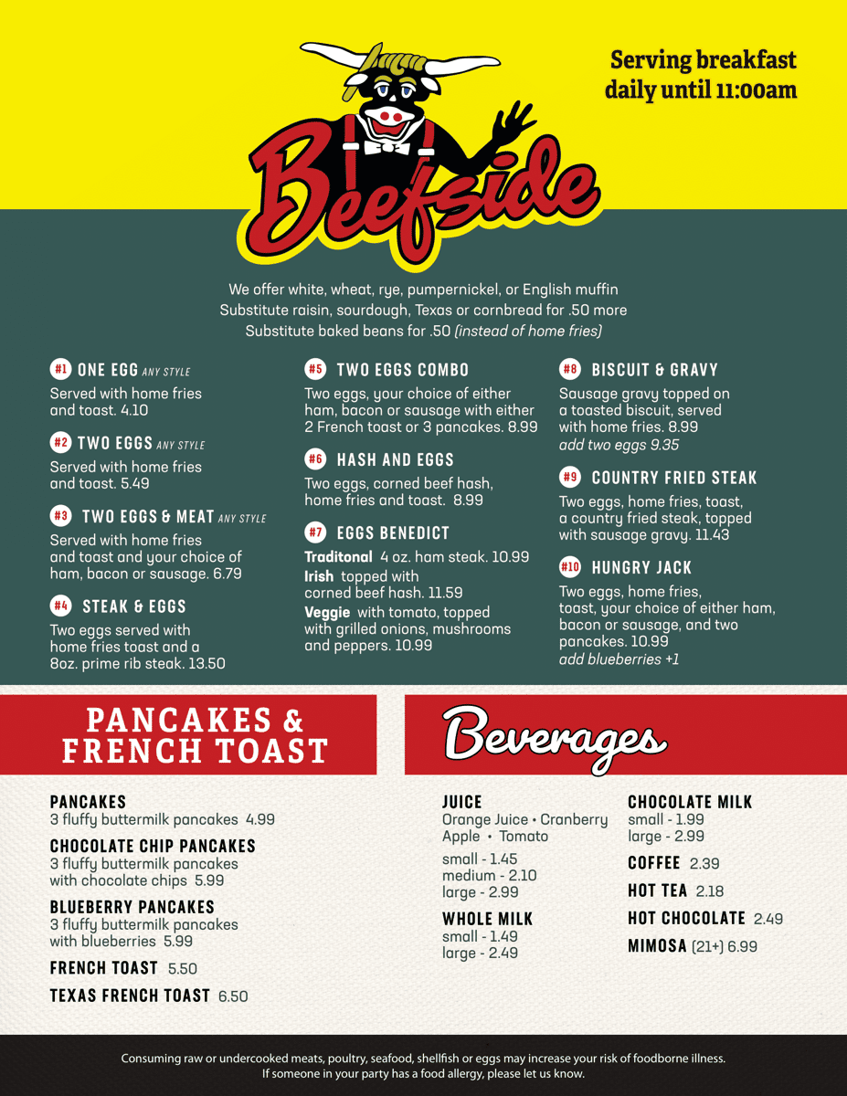 Breakfast menu page 1