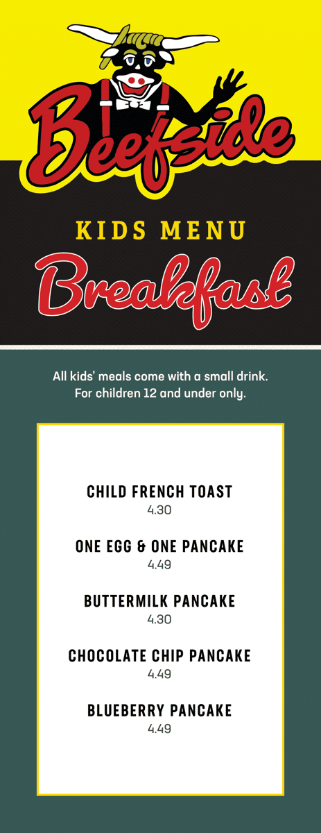 Kids breakfast menu