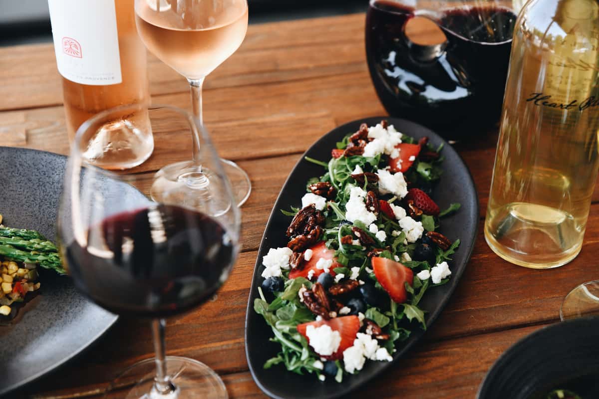Salad and wine