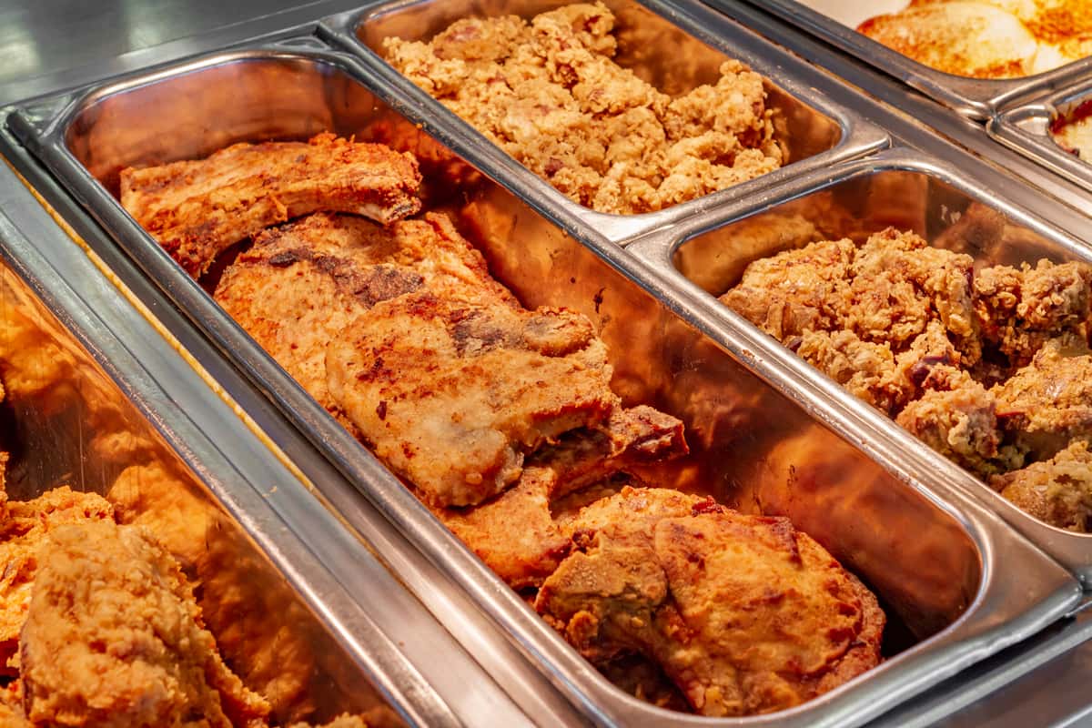 buffet of hot foods
