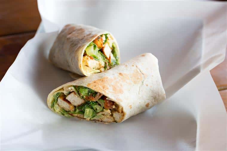 buffalo chicken wrap with lettuce on a dish