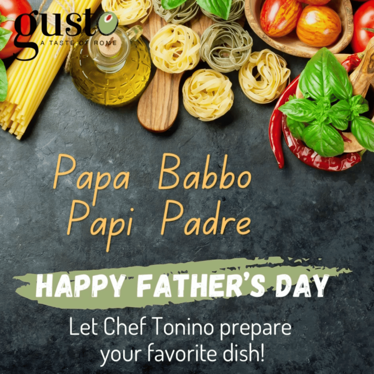 Happy Father's Day - treat Dad to a meal at Gusto!