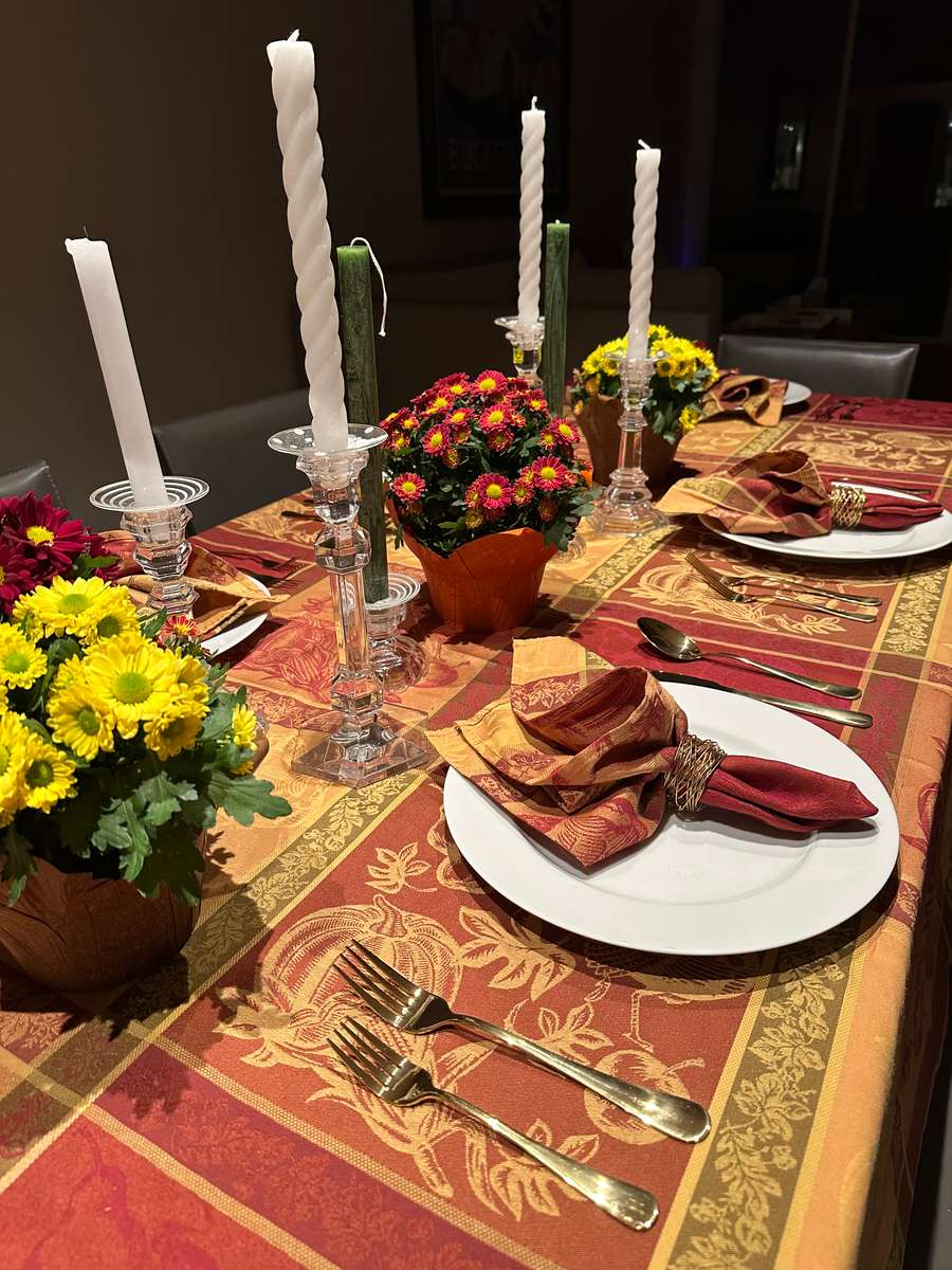 Maddy's table set for Thanksgiving dinner.