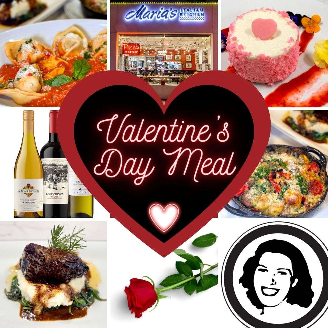 Text: Valentine's Day Menu Image: a grid of images related to our special menu.