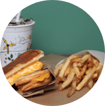 Kid's Menu Grilled Cheese and Fries with beverage