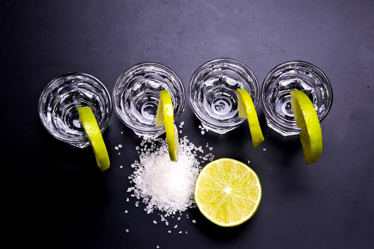 Glasses of tequila