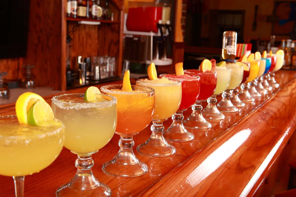 Drinks lined up in a row