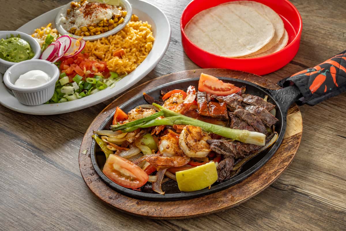 Steak Shrimp Fajitas