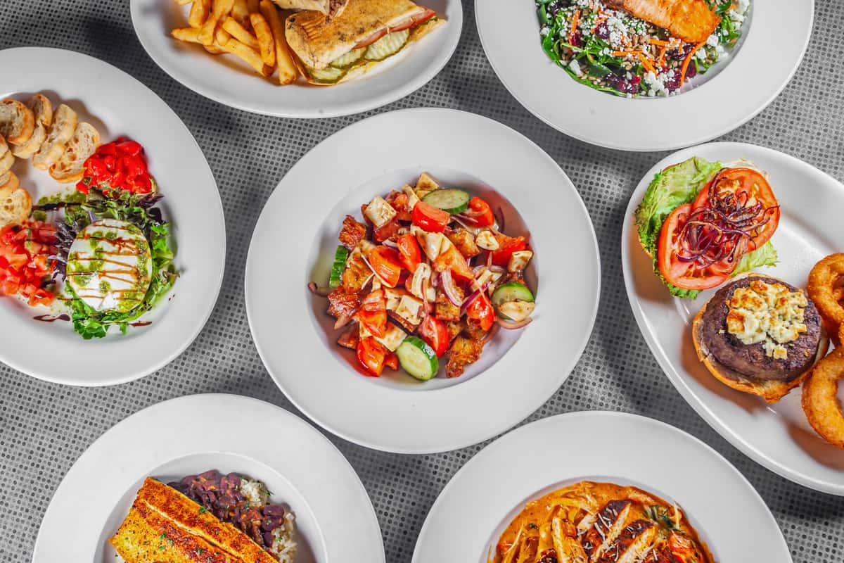Group of dishes shot in top view