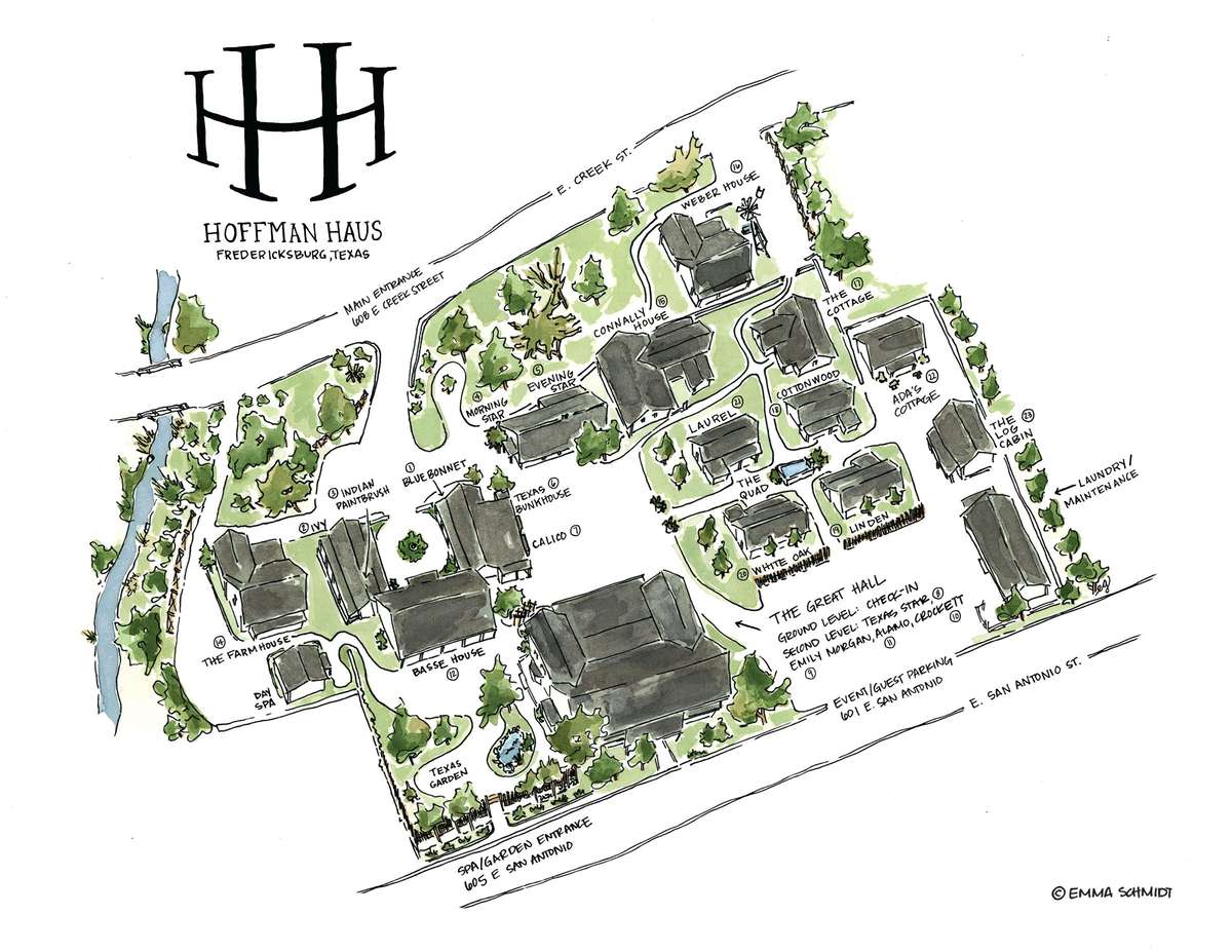 Illustrated property map of Hoffman Haus estate