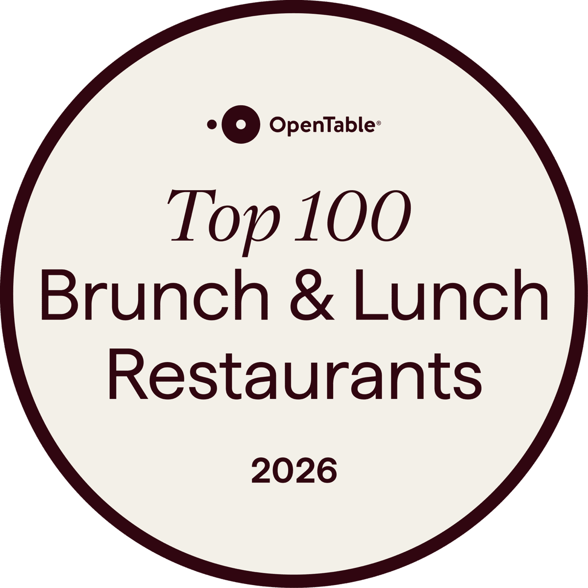 OpenTable Top 100 Brunch and Lunch