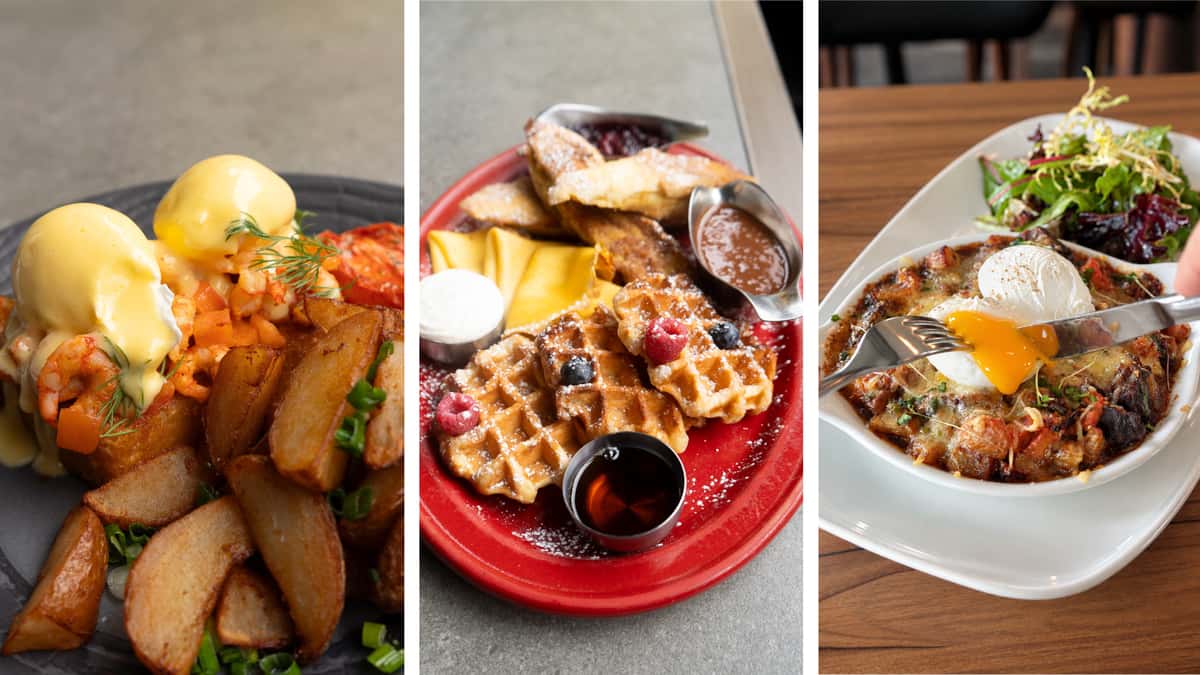 Shrimp benedict, Sweet Brunch Platter & Beef Hash