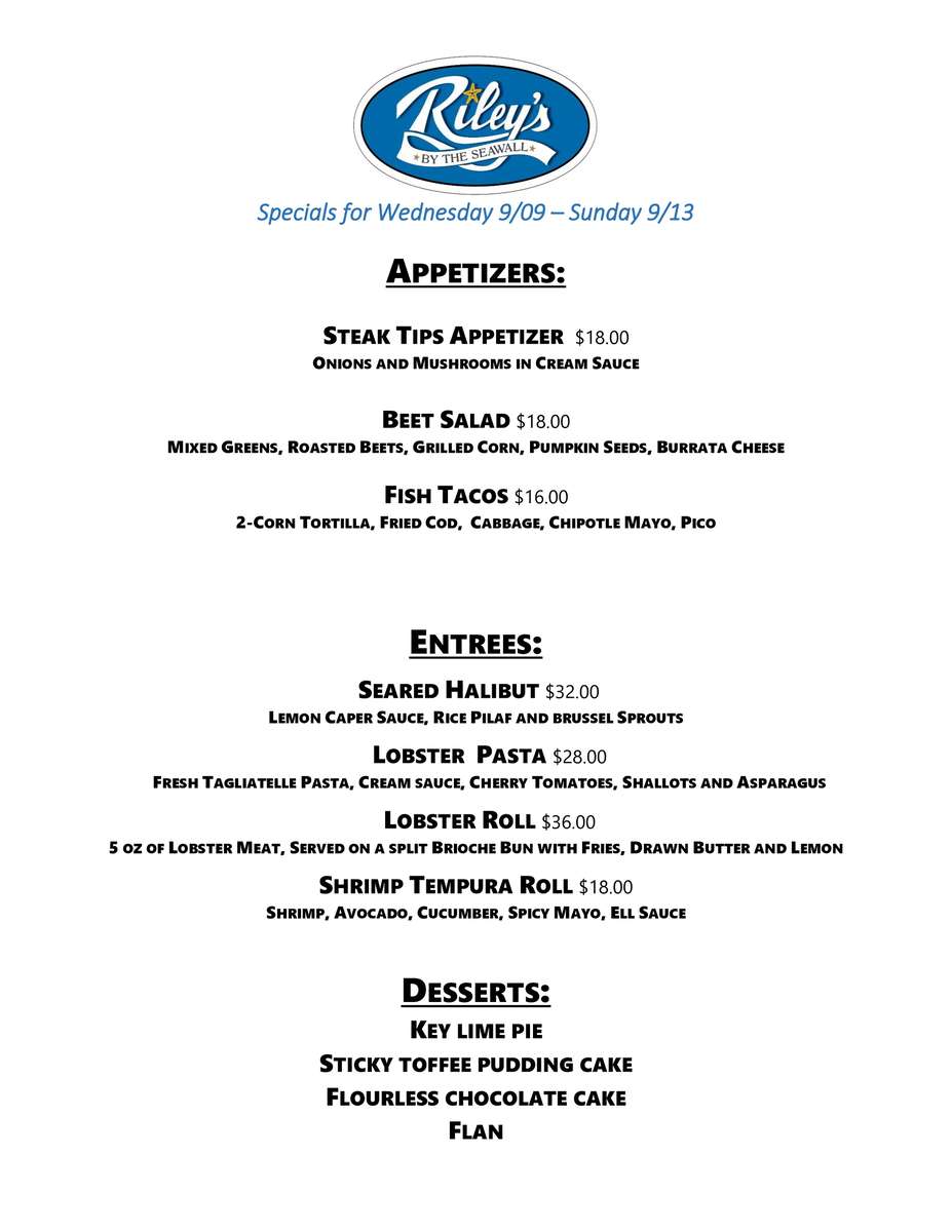 specials for sept 9th